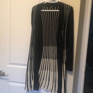 Long black and white cardigan